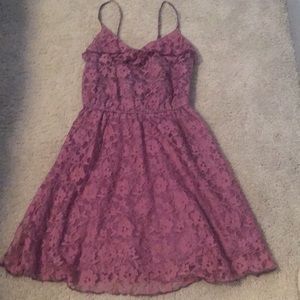 Purple Floral Dress A-Line
